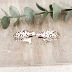 925 Sterling Silver Cuff Bracelet Fish Bracelet Bangle Bracelet